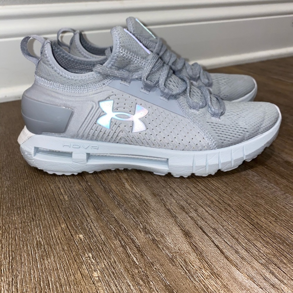 Grey Nike under armor shoes